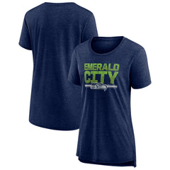 Seattle Seahawks Women's Hometown First Down Tri-Blend T-Shirt Heather College Navy - NFL