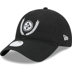 Pittsburgh Steelers New Era Women's Leaves 9TWENTY Adjustable Hat Black - NFL