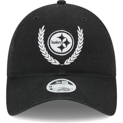 Pittsburgh Steelers New Era Women's Leaves 9TWENTY Adjustable Hat Black - NFL