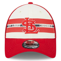St. Louis Cardinals New Era Team Stripe Trucker 9FORTY Snapback Hat Clearance