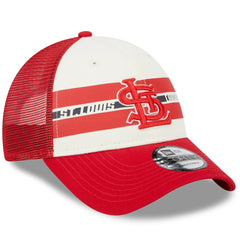 St. Louis Cardinals New Era Team Stripe Trucker 9FORTY Snapback Hat Clearance