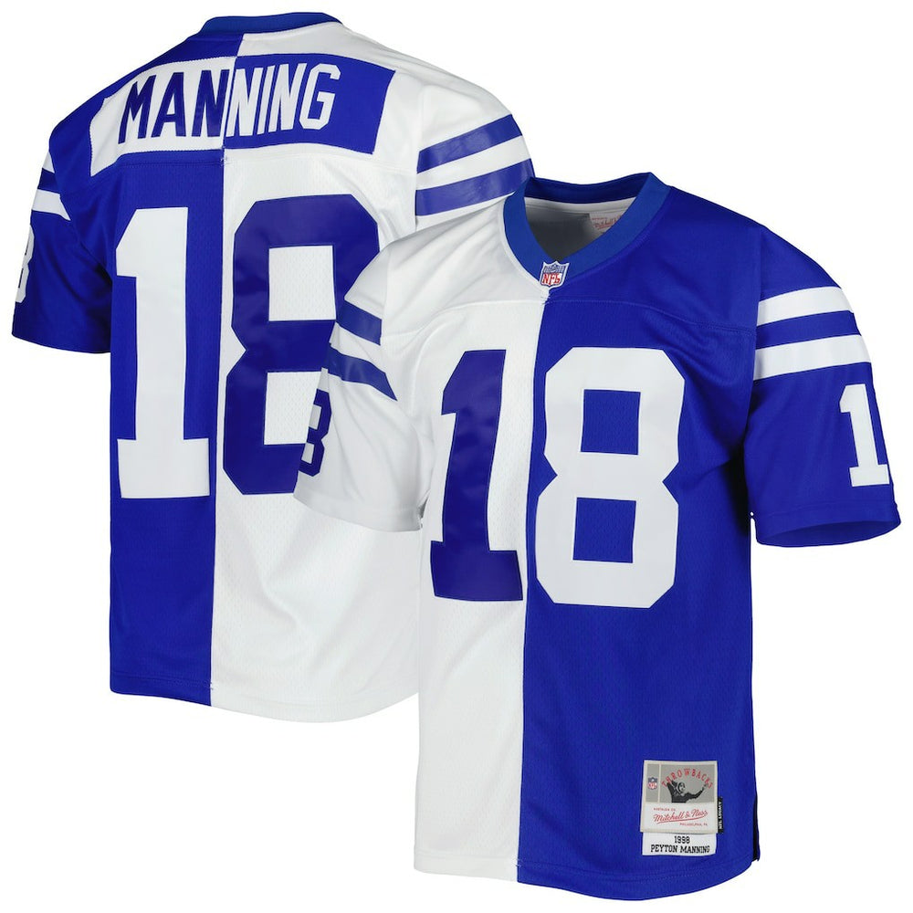 Peyton Manning Indianapolis Colts 1998 Split Legacy Replica Jersey Royal/White - Mitchell & Ness