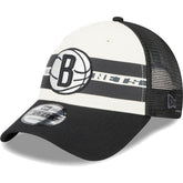 New Era - Brooklyn Nets Stripes 9FORTY Trucker Snapback Hat - Black