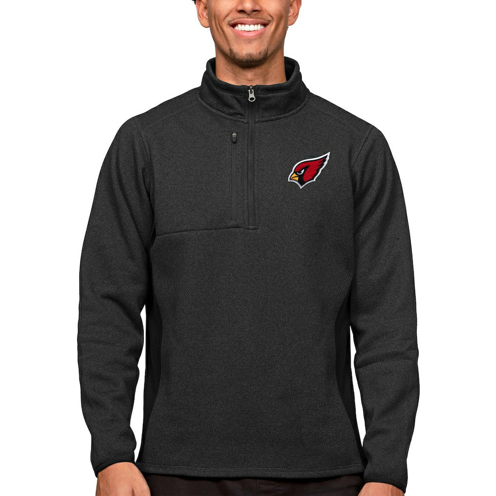 Arizona Cardinals Antigua Course Quarter-Zip Pullover Top Heathered Black - NFL