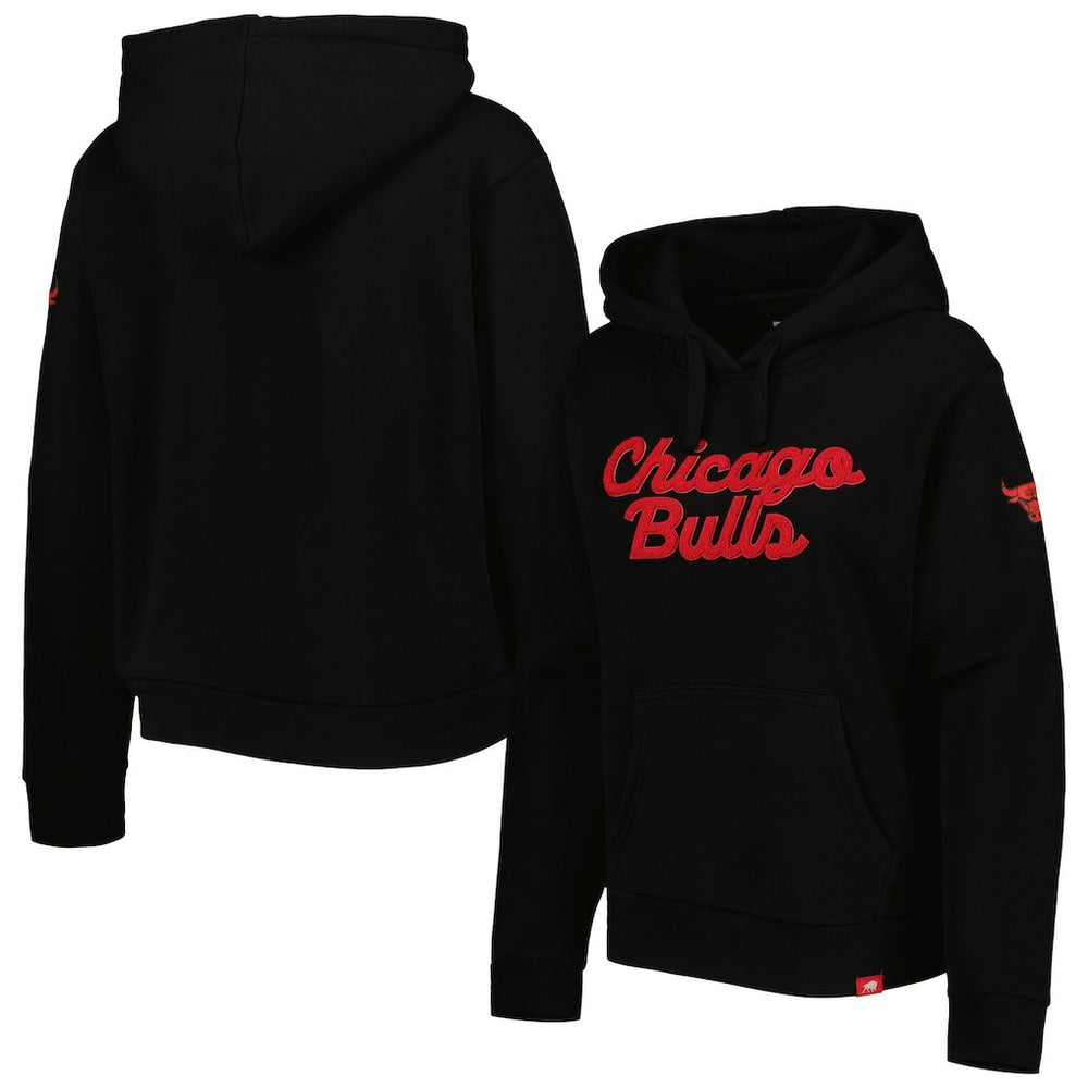 NBA - Chicago Bulls Sportiqe Women's Leona Ava Fleece Tri-Blend Pullover Hoodie - Black