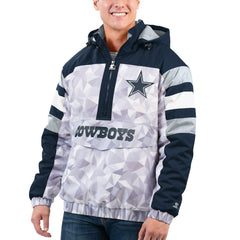 Dallas Cowboys Starter Thursday Night Gridiron Raglan Half-Zip Hooded Jacket White/Navy - NFL