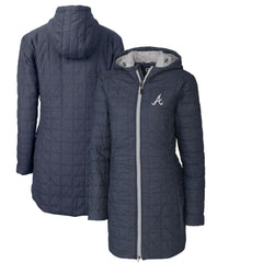Atlanta Braves Cutter & Buck Women's Rainier Primaloft Eco Full-Zip Hoodie Long Coat Lifestyle