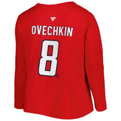 Washington Capitals Profile Women's Plus Size Distressed Printed Name & Number Long Sleeve T-Shirt Red