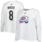 Colorado Avalanche - Profile Women's Plus Size Distressed Printed Name & Number Long Sleeve T-Shirt White