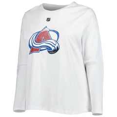 Colorado Avalanche - Profile Women's Plus Size Distressed Printed Name & Number Long Sleeve T-Shirt White