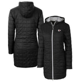 Kansas City Chiefs Cutter & Buck Women's Rainier Primaloft Eco Hooded Long Lightweight Coat Black - NFL
