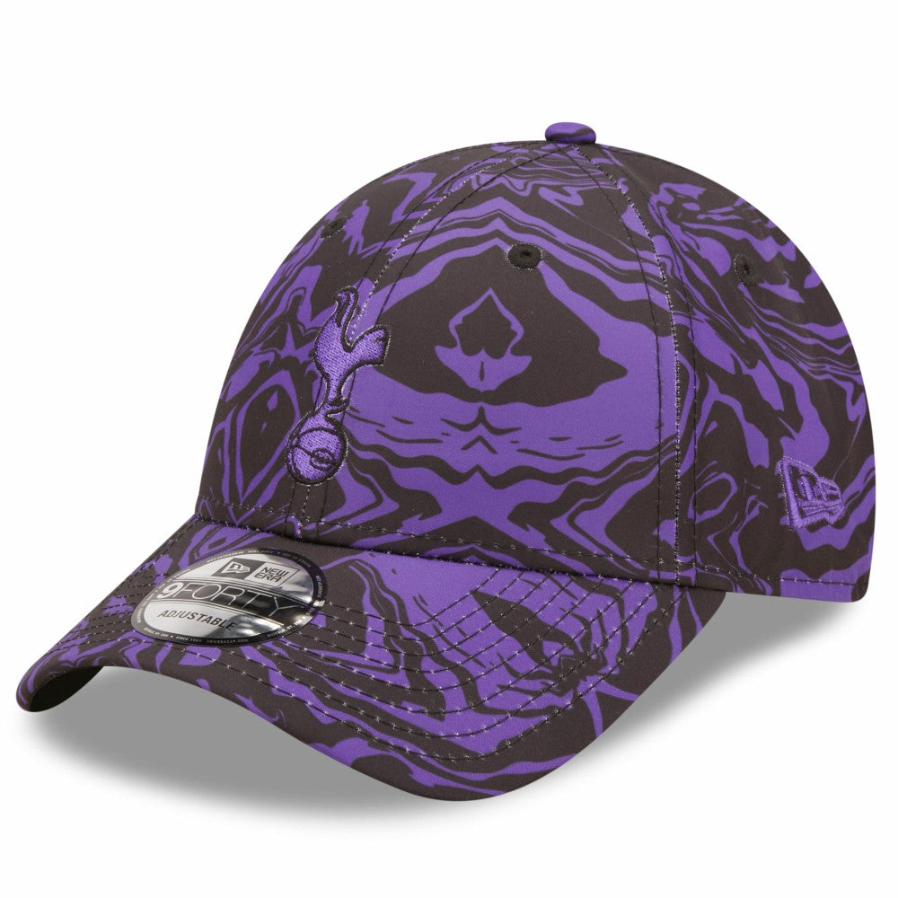 New Era Tottenham Hotspur New Era Allover Print 9FORTY Adjustable Hat - Black/Purple