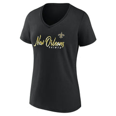 New Orleans Saints Women's Shine Time V-Neck T-Shirt Black - Fanatics