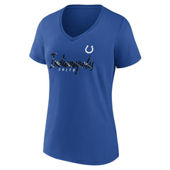 Indianapolis Colts Women's Shine Time V-Neck T-Shirt Royal - Fanatics