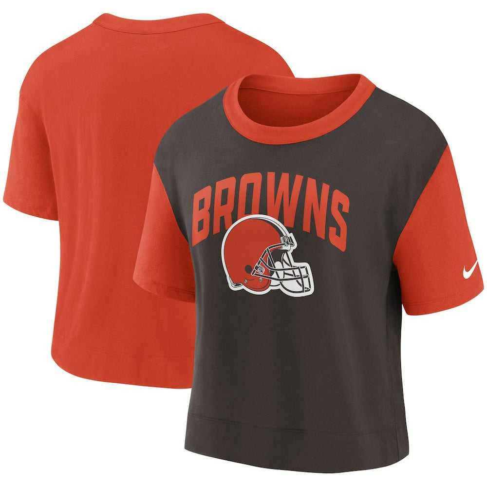Cleveland Browns Women's High Hip Fashion T-Shirt Orange/Brown - Nike