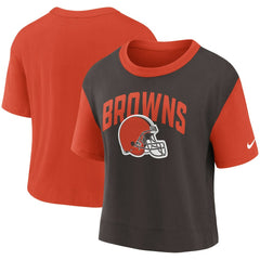 Cleveland Browns Women's High Hip Fashion T-Shirt Orange/Brown - Nike