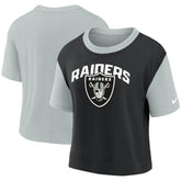 Las Vegas Raiders Women's High Hip Fashion T-Shirt Silver/Black - Nike