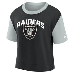 Las Vegas Raiders Women's High Hip Fashion T-Shirt Silver/Black - Nike