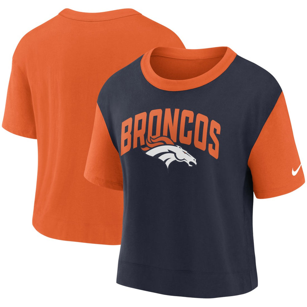 Denver Broncos Women's High Hip Fashion T-Shirt Orange/Navy - Nike