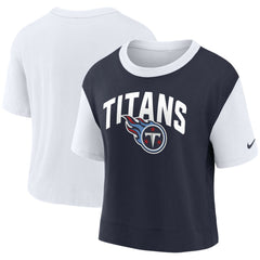 Tennessee Titans Women's High Hip Fashion T-Shirt White/Navy - Nike