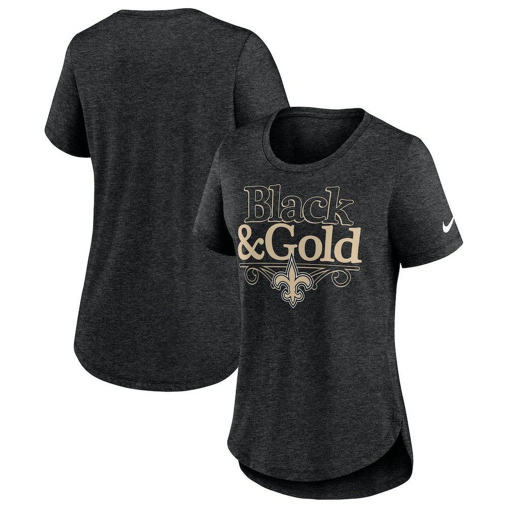 New Orleans Saints Women's Local Fashion Tri-Blend T-Shirt Heather Black - Nike