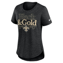 New Orleans Saints Women's Local Fashion Tri-Blend T-Shirt Heather Black - Nike