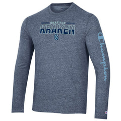 Seattle Kraken Champion Tri-Blend Long Sleeve T-Shirt Heather Navy