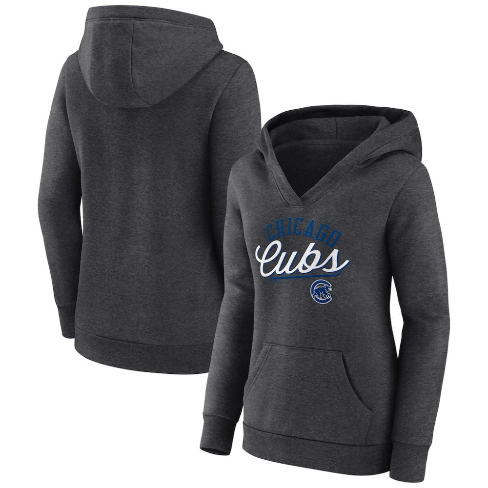 Chicago Cubs Fanatics Women's Simplicity Crossover V-Neck Pullover Hoodie Sale