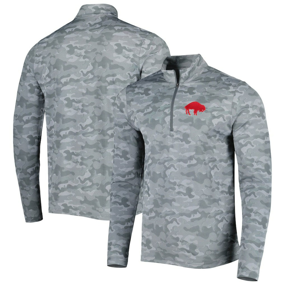 Buffalo Bills Antigua Brigade Throwback Quarter-Zip Top Gray - NFL