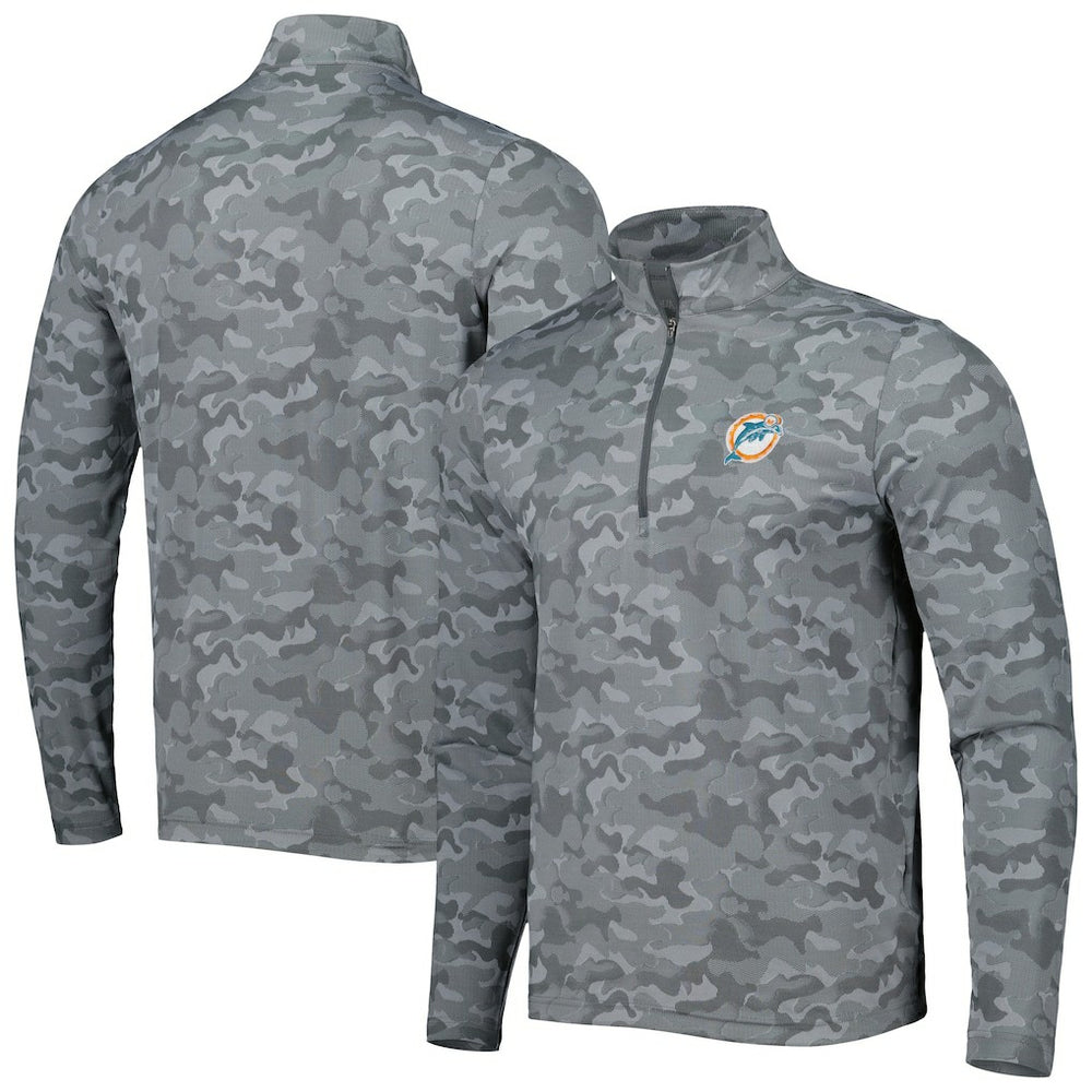 Miami Dolphins Antigua Brigade Throwback Quarter-Zip Top Gray - NFL