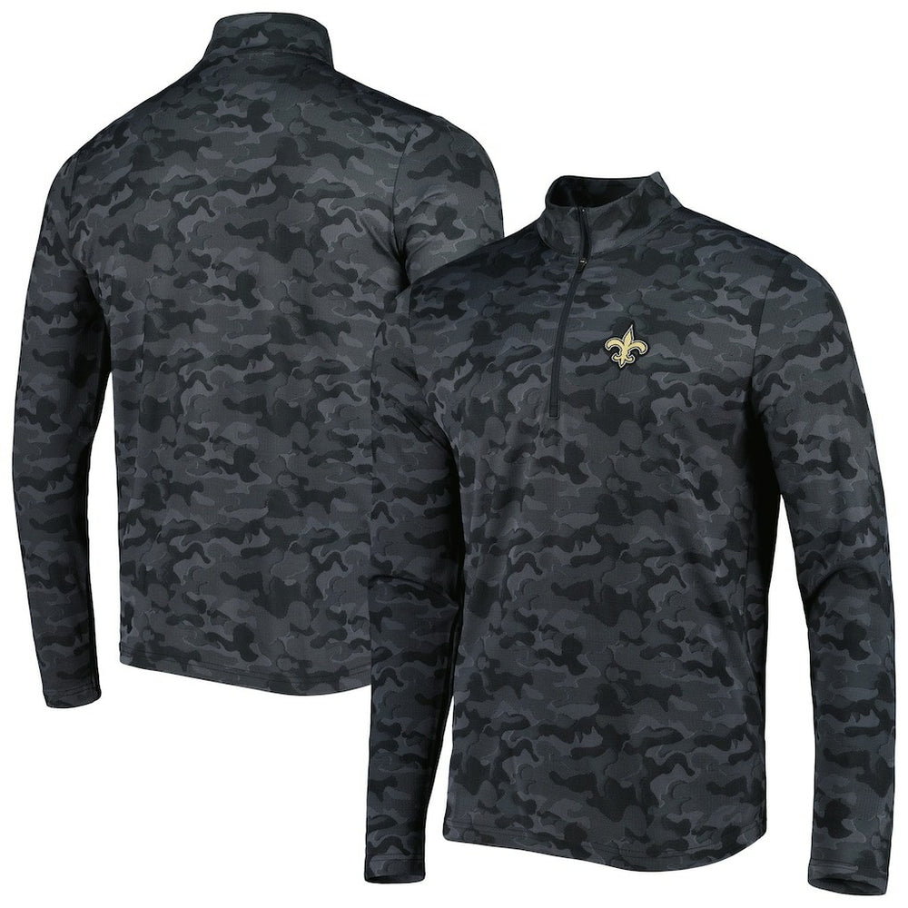 New Orleans Saints Antigua Brigade Quarter-Zip Sweatshirt Black - NFL