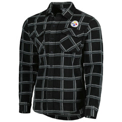 Pittsburgh Steelers Antigua Industry Flannel Button-Up Shirt Jacket Black - NFL