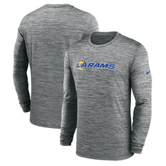 Los Angeles Rams Sideline Team Velocity Performance Long Sleeve T-Shirt Heather Gray - Nike