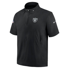 Las Vegas Raiders Sideline Coach Short Sleeve Hoodie Quarter-Zip Jacket - Black - Nike