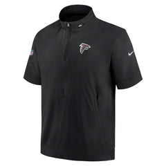 Atlanta Falcons Sideline Coach Short Sleeve Hoodie Quarter-Zip Jacket - Black - Nike