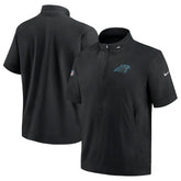 Carolina Panthers Sideline Coach Short Sleeve Hoodie Quarter-Zip Jacket - Black - Nike