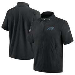 Carolina Panthers Sideline Coach Short Sleeve Hoodie Quarter-Zip Jacket - Black - Nike