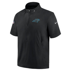 Carolina Panthers Sideline Coach Short Sleeve Hoodie Quarter-Zip Jacket - Black - Nike