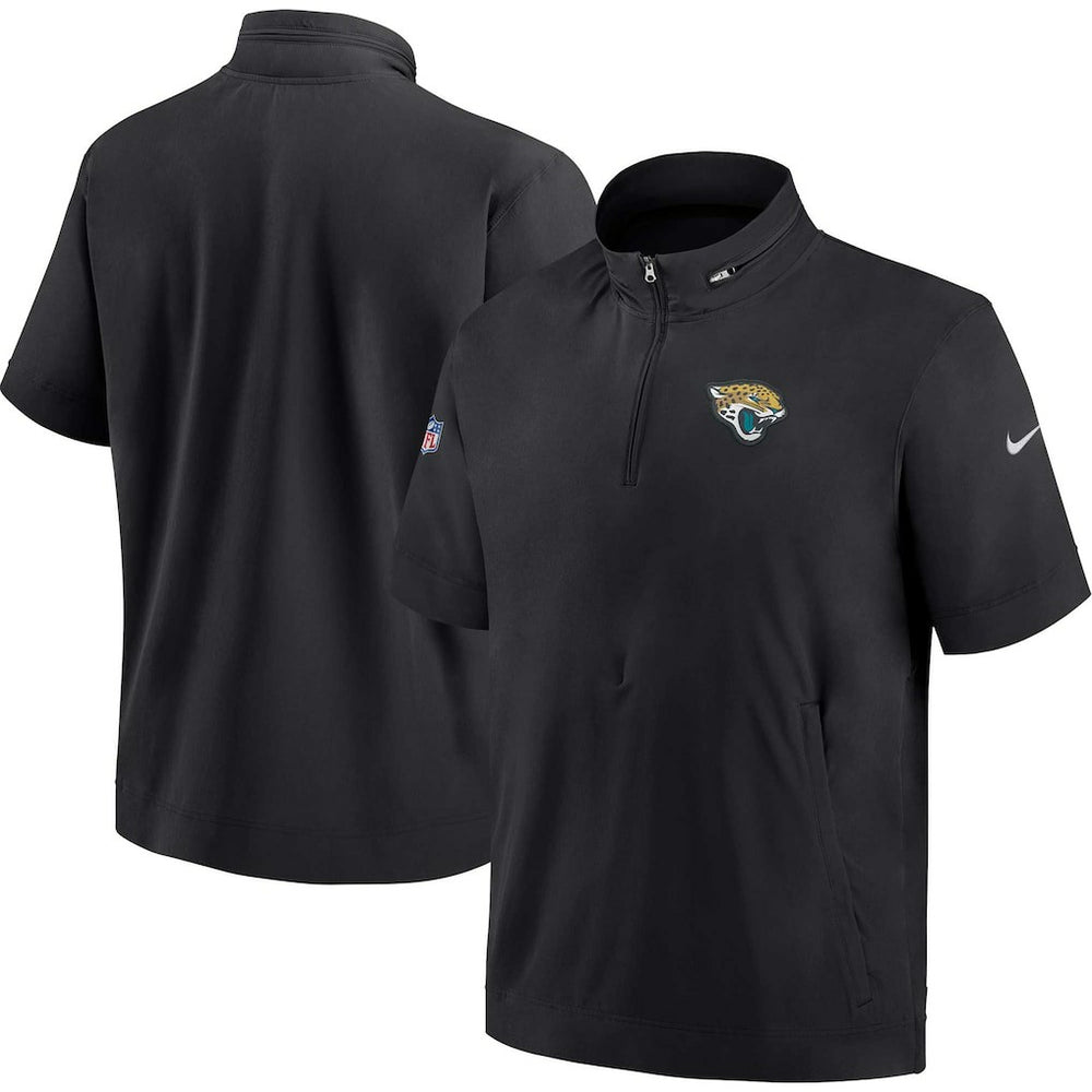 Jacksonville Jaguars Sideline Coach Short Sleeve Hoodie Quarter-Zip Jacket - Black - Nike