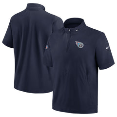 Tennessee Titans Sideline Coach Short Sleeve Hoodie Quarter-Zip Jacket - Navy - Nike