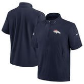 Denver Broncos Sideline Coach Short Sleeve Hoodie Quarter-Zip Jacket - Navy - Nike