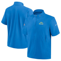 Los Angeles Chargers Sideline Coach Short Sleeve Hoodie Quarter-Zip Jacket - Powder Blue - Nike