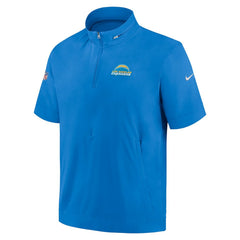 Los Angeles Chargers Sideline Coach Short Sleeve Hoodie Quarter-Zip Jacket - Powder Blue - Nike