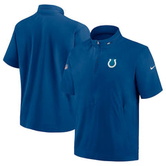 Indianapolis Colts Sideline Coach Short Sleeve Hoodie Quarter-Zip Jacket - Royal - Nike