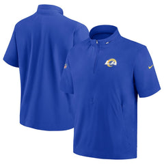 Los Angeles Rams Sideline Coach Short Sleeve Hoodie Quarter-Zip Jacket - Royal - Nike