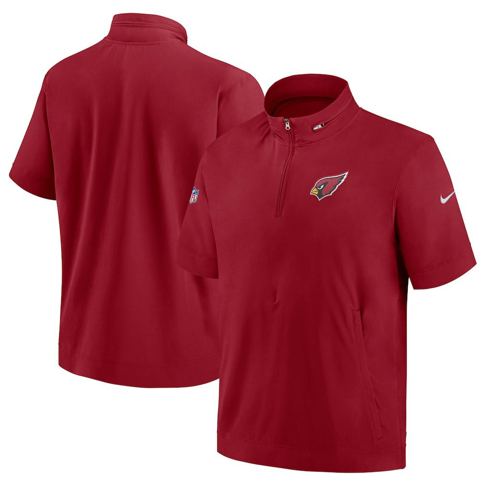 Arizona Cardinals Sideline Coach Short Sleeve Hoodie Quarter-Zip Jacket - Cardinal - Nike