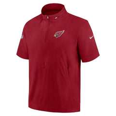 Arizona Cardinals Sideline Coach Short Sleeve Hoodie Quarter-Zip Jacket - Cardinal - Nike