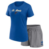 St. Louis Blues - Fanatics Women's Script T-Shirt & Shorts Set Blue/Gray