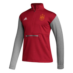 Adidas Spain National Team Crest Long Sleeve Half-Zip Top - Red