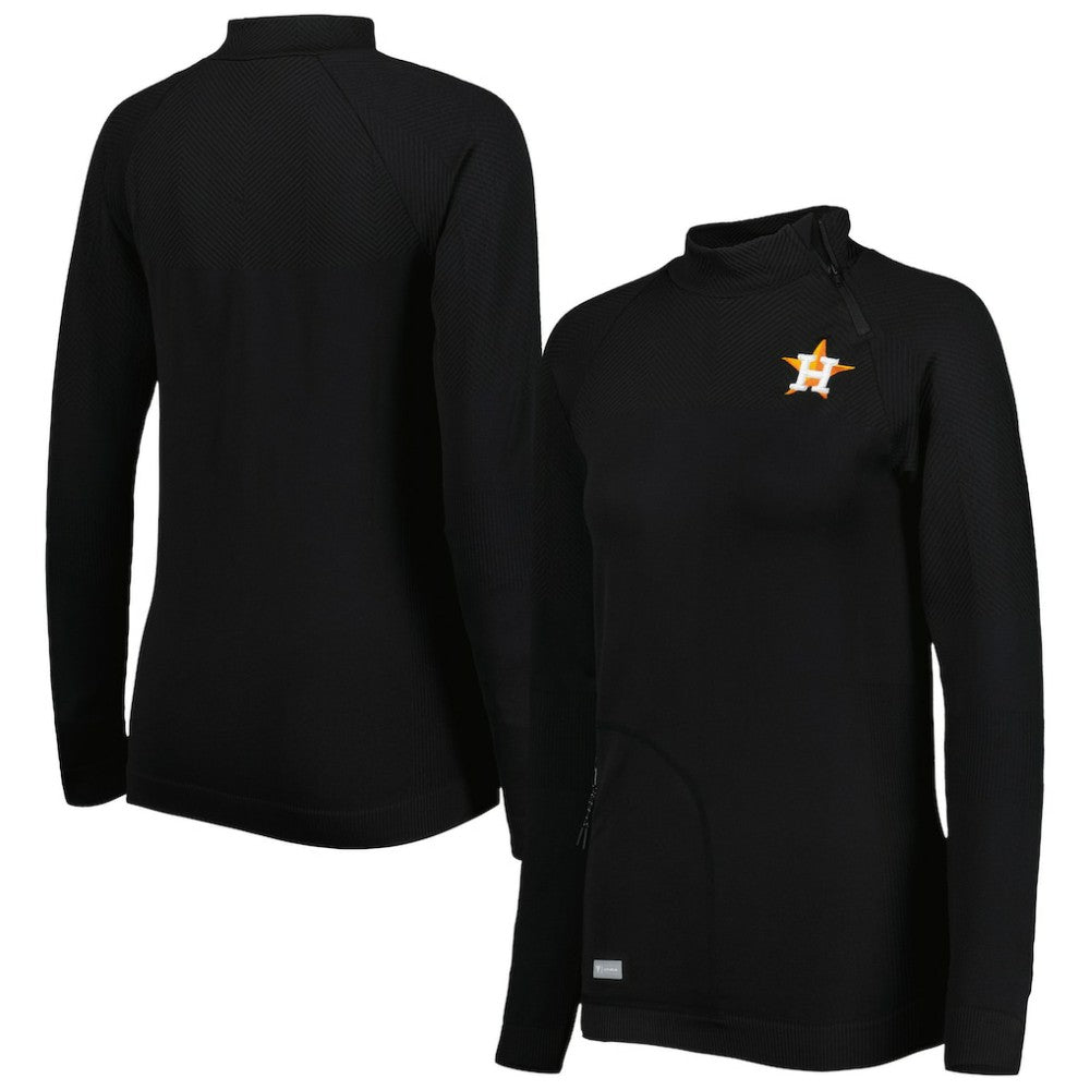 Houston Astros Levelwear Women's Verse Asymmetrical Raglan Tri-Blend Quarter-Zip Jacket Clearance